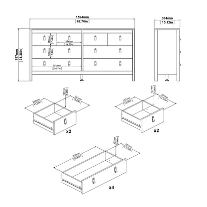 Cote | Furniture Barcelona Double Dresser, Chest of Drawers, 4+4 Drawer - White Barcelona, Chest of Drawers 725796634949