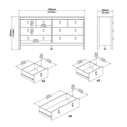 Cote | Furniture Barcelona Double Dresser, Chest of Drawers, 4+4 Drawer - Oak Barcelona, Chest of Drawers 72579663hlhl