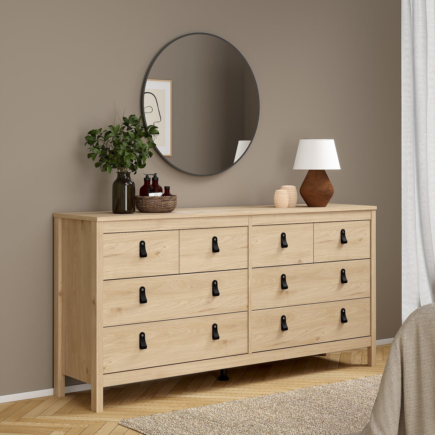 Cote | Furniture Barcelona Double Dresser, Chest of Drawers, 4+4 Drawer - Oak Barcelona, Chest of Drawers 72579663hlhl