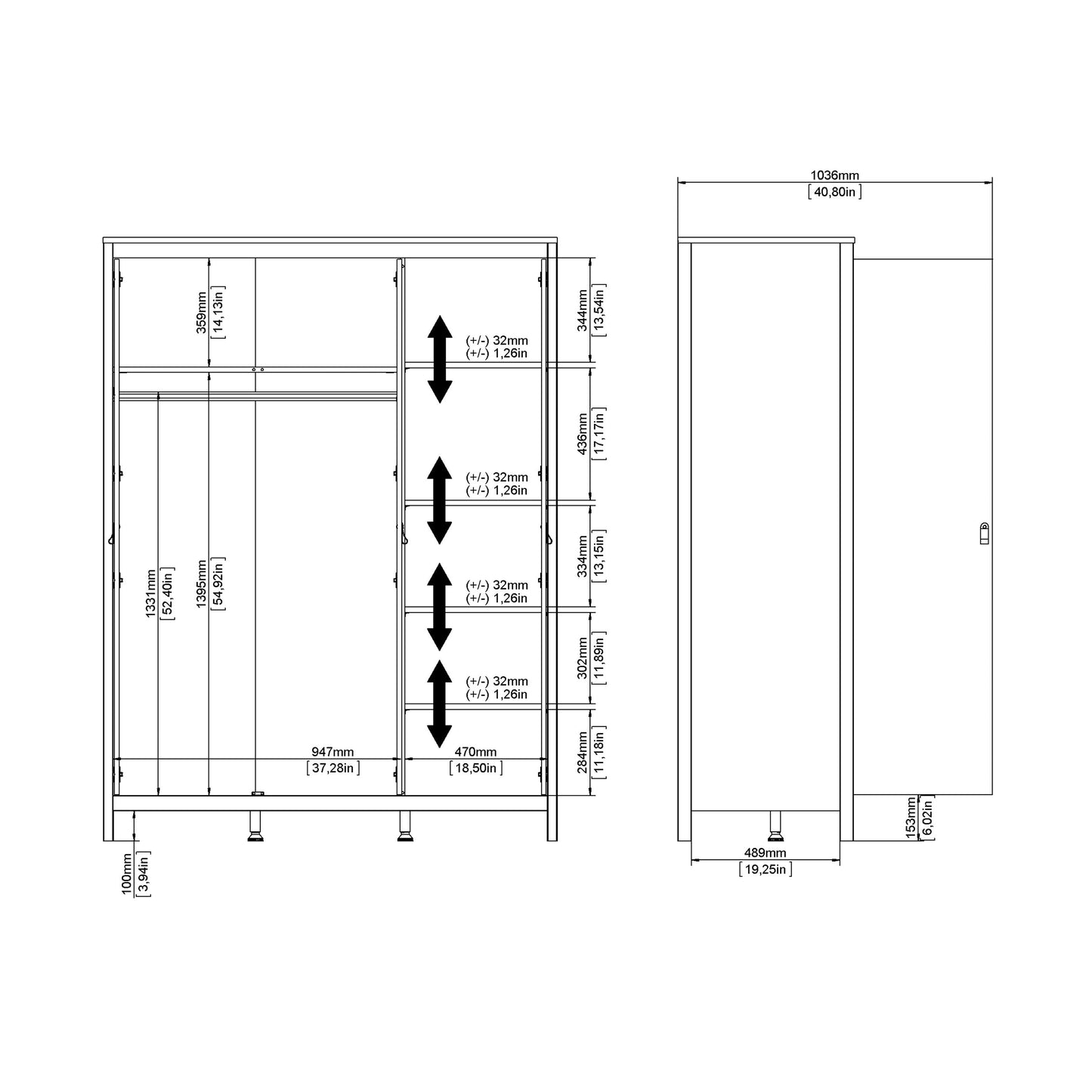 Cote | Furniture Barcelona Wardrobe with 3 Door - White Barcelona, Wardrobes 725796644949