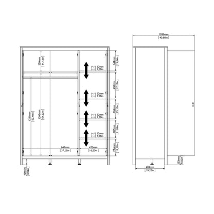 Cote | Furniture Barcelona Wardrobe with 3 Door - White Barcelona, Wardrobes 725796644949