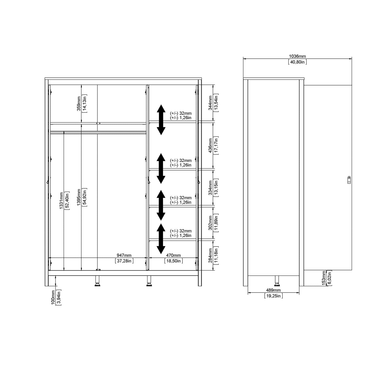 Cote | Furniture Barcelona Wardrobe, 3 Door - Black Barcelona, Wardrobes 72579664gmgm