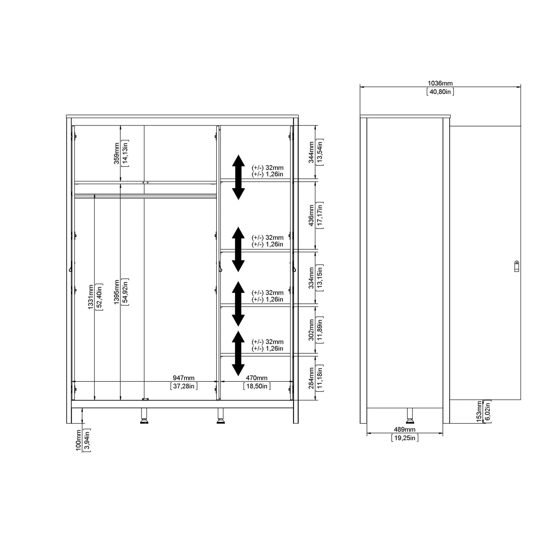 Cote | Furniture Barcelona Wardrobe, 3 Door - Black Barcelona, Wardrobes 72579664gmgm