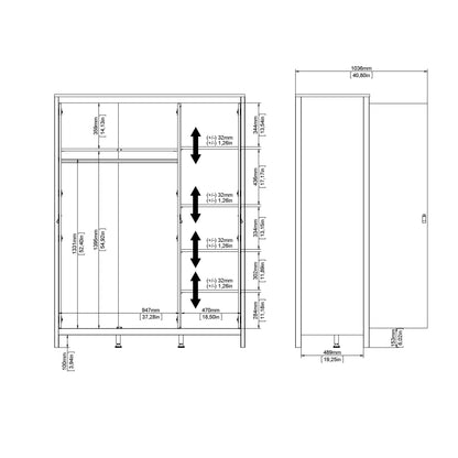 Cote | Furniture Barcelona Wardrobe, 3 Door - Black Barcelona, Wardrobes 72579664gmgm