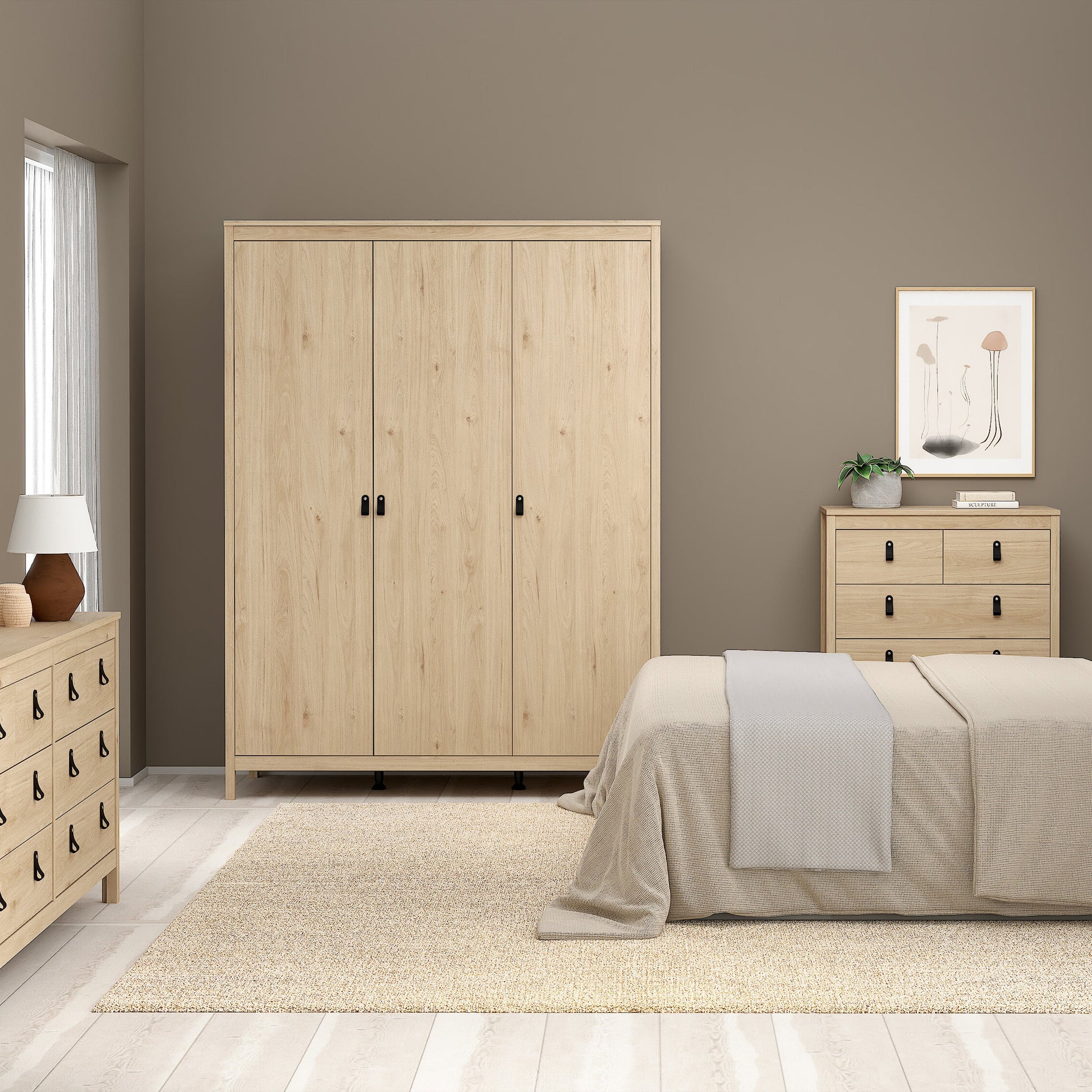 Cote | Furniture Barcelona Wardrobe, 3 Door - Oak Barcelona, Wardrobes 72579664hlhl