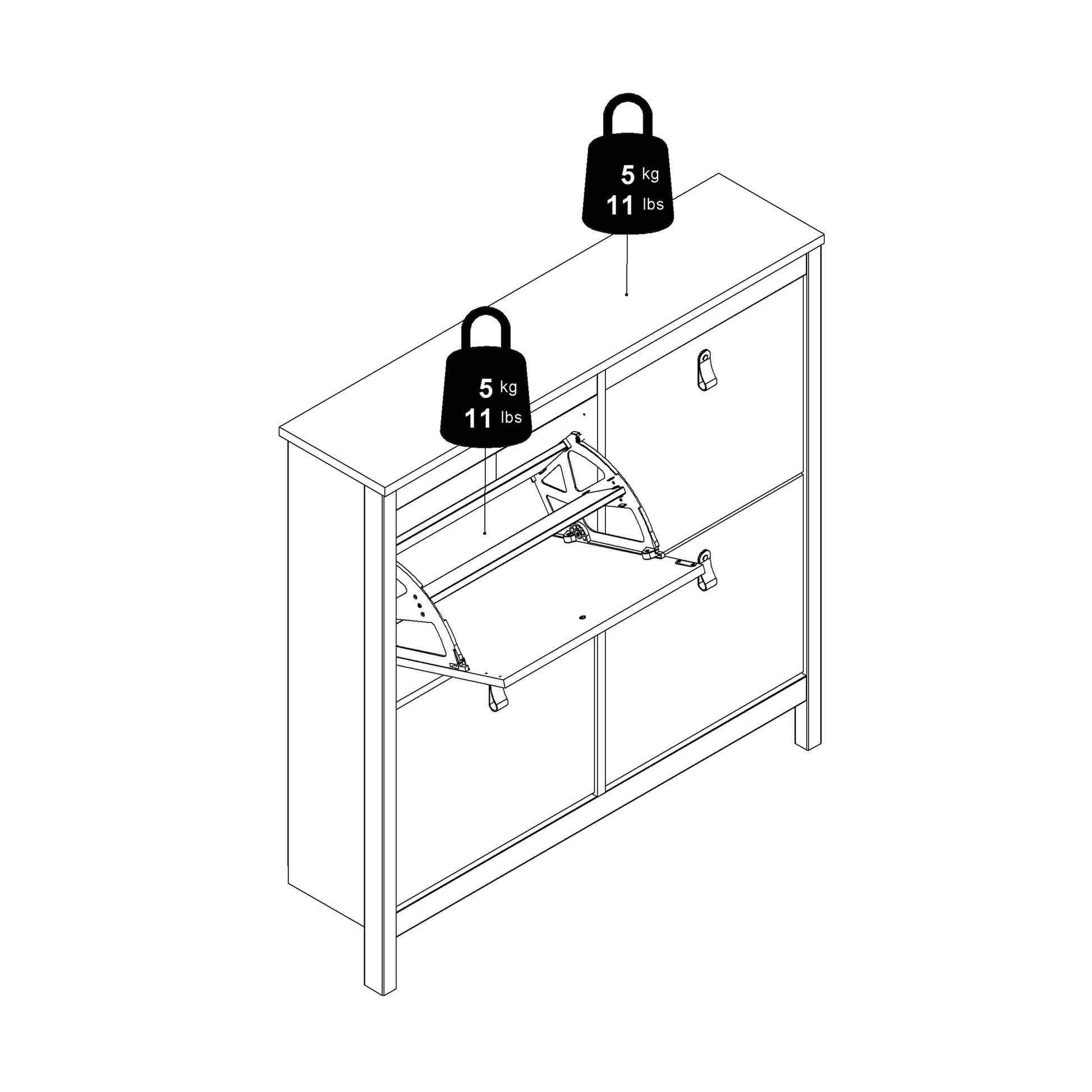 Cote | Furniture Barcelona Shoe Cabinet, 4 Compartment - White Barcelona, Shoe Storage 725796654949