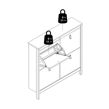 Cote | Furniture Barcelona Shoe Cabinet, 4 Compartment - White Barcelona, Shoe Storage 725796654949