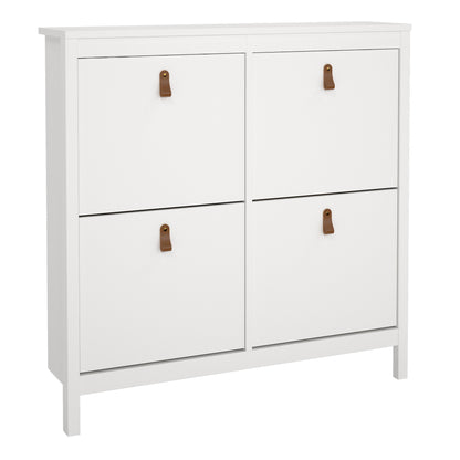 Cote | Furniture Barcelona Shoe Cabinet, 4 Compartment - White Barcelona, Shoe Storage 725796654949