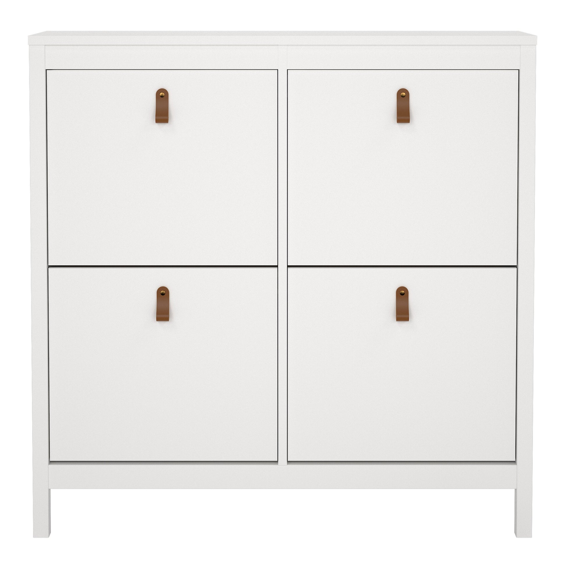 Cote | Furniture Barcelona Shoe Cabinet, 4 Compartment - White Barcelona, Shoe Storage 725796654949