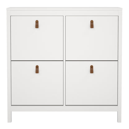 Cote | Furniture Barcelona Shoe Cabinet, 4 Compartment - White Barcelona, Shoe Storage 725796654949