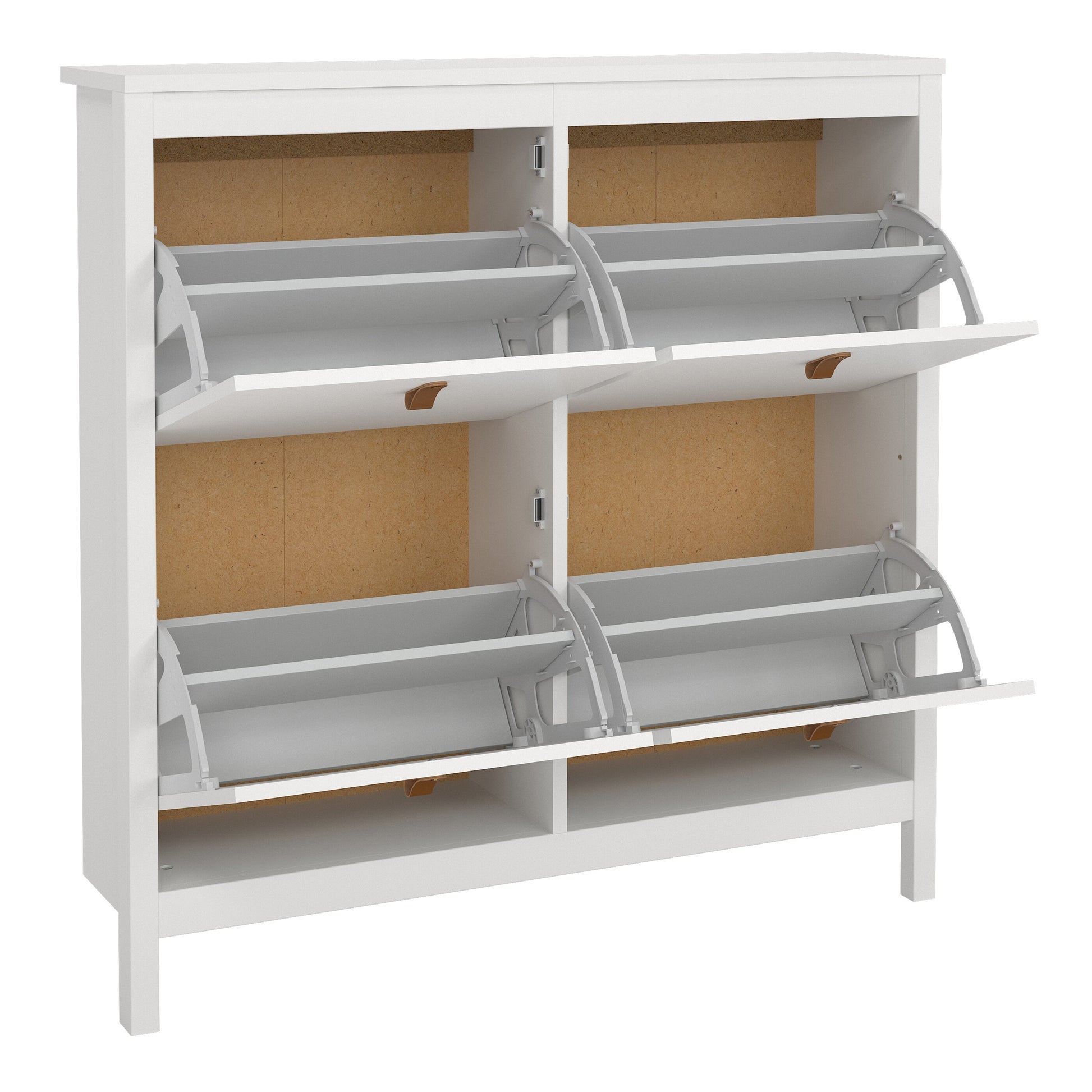 Cote | Furniture Barcelona Shoe Cabinet, 4 Compartment - White Barcelona, Shoe Storage 725796654949