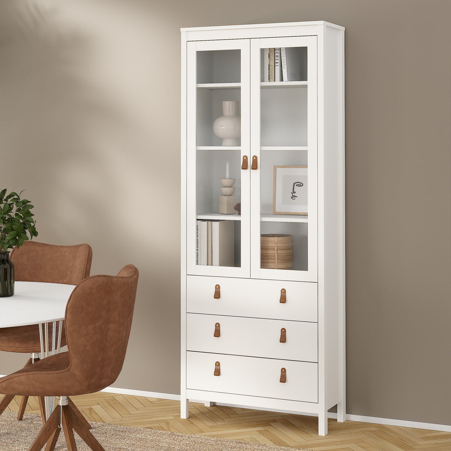 Cote | Furniture Barcelona Display Cabinet, 3 Drawer - White Barcelona, Display Cabinets 725796664949