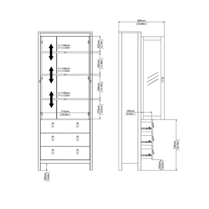 Cote | Furniture Barcelona Display Cabinet, 3 Drawer - Black Barcelona, Display Cabinets 72579666gmgm