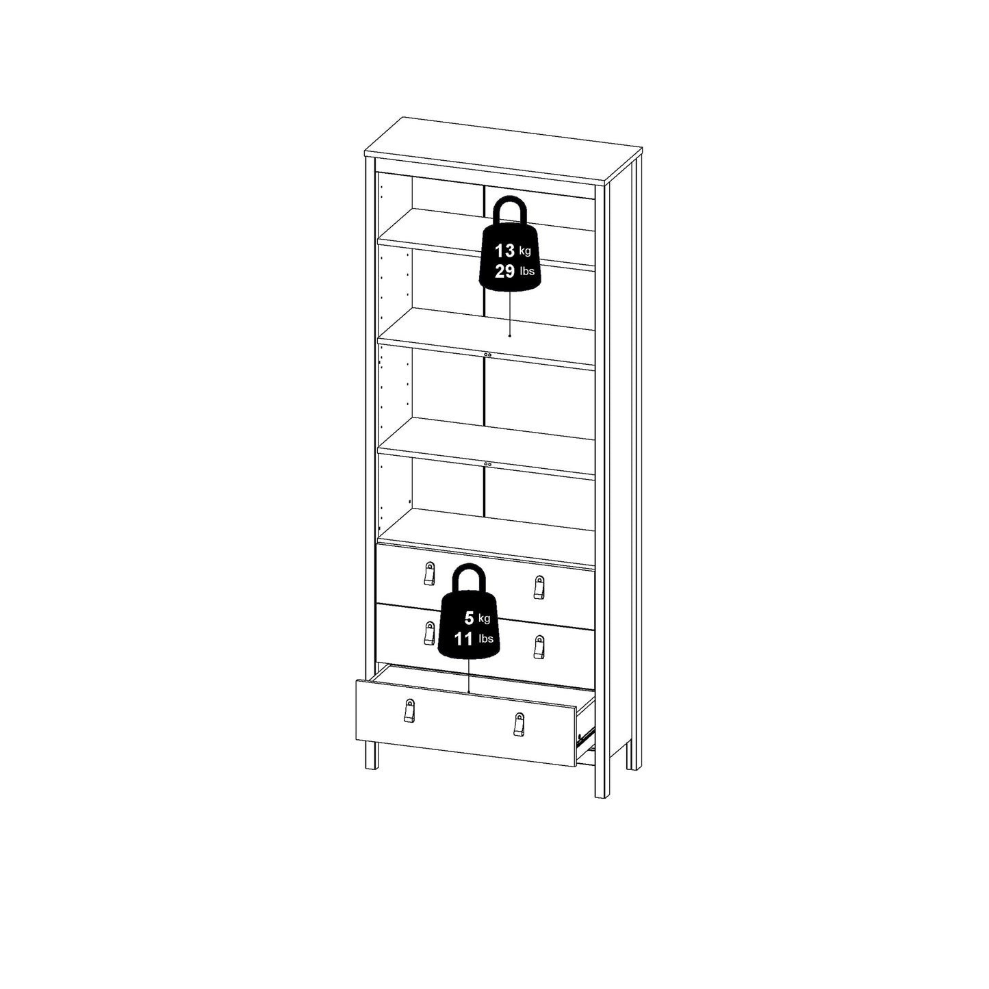 Cote | Furniture Barcelona Display Cabinet, 3 Drawer - Black Barcelona, Display Cabinets 72579666gmgm