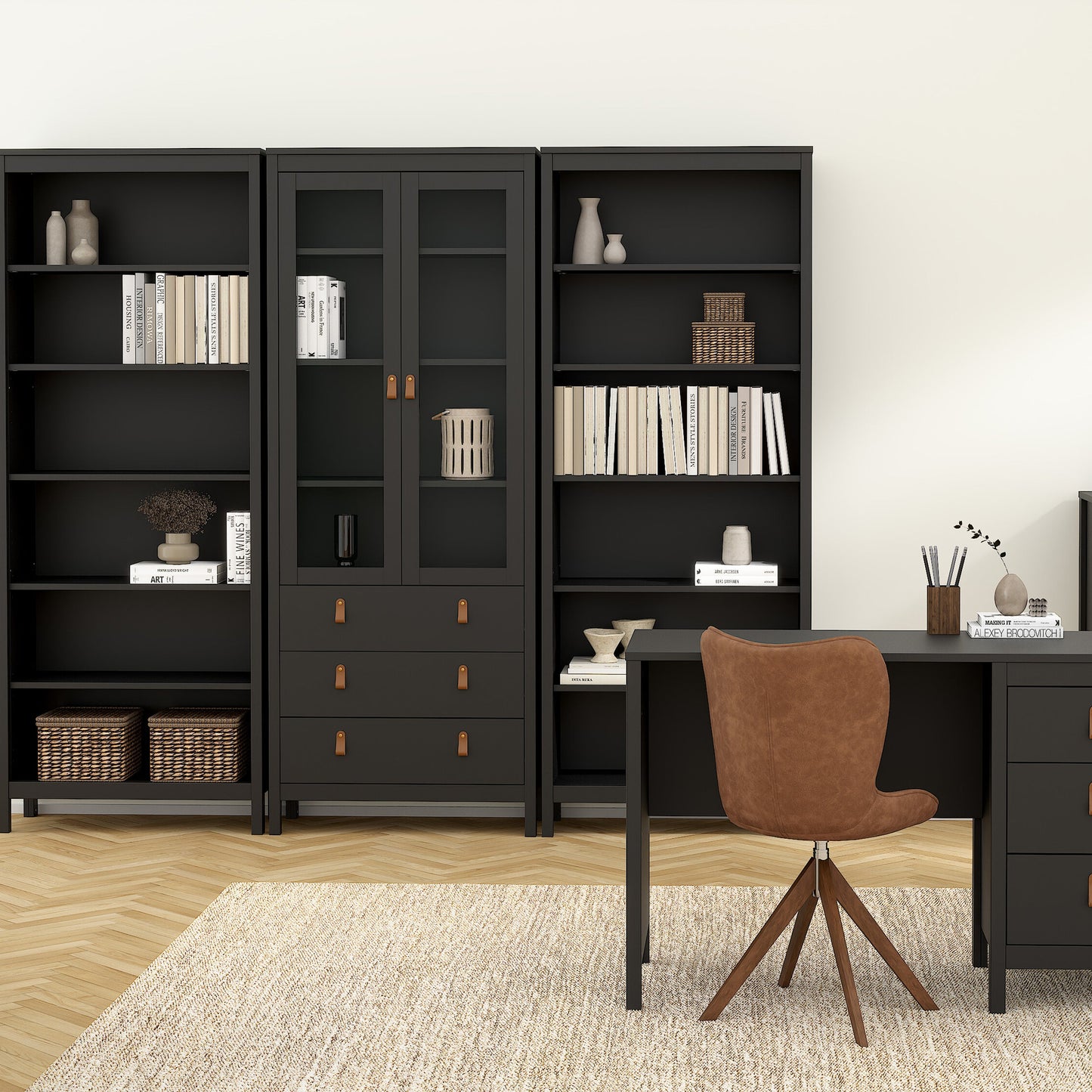 Cote | Furniture Barcelona Display Cabinet, 3 Drawer - Black Barcelona, Display Cabinets 72579666gmgm