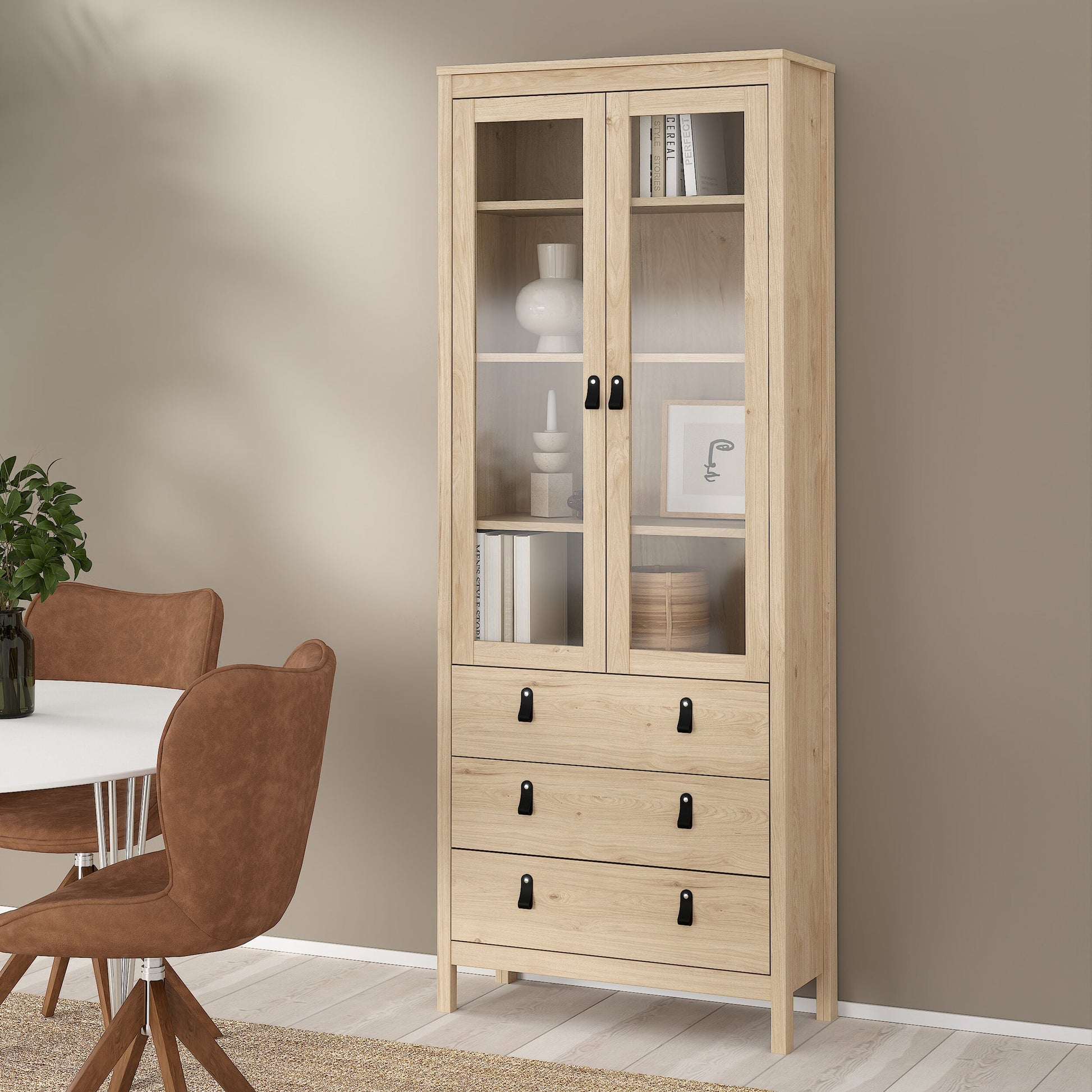 Cote | Furniture Barcelona Display Cabinet 3 Drawers - Oak Barcelona, Display Cabinets 72579666hlhl