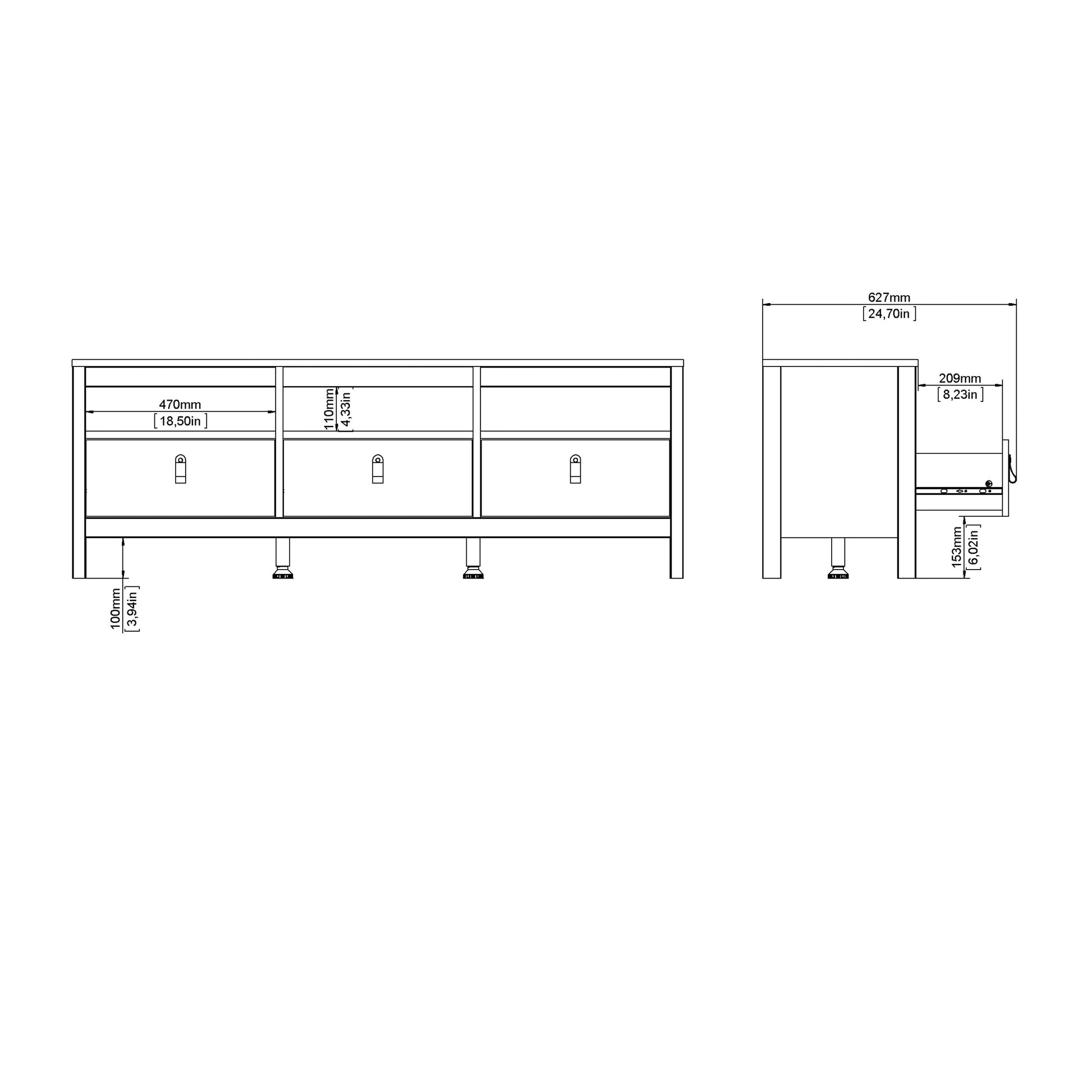 Cote | Furniture Barcelona TV Unit with 3 Drawer - White Barcelona, TV Stands 725796684949