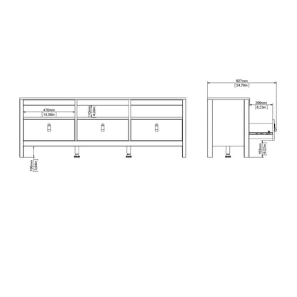 Cote | Furniture Barcelona TV Unit with 3 Drawer - White Barcelona, TV Stands 725796684949