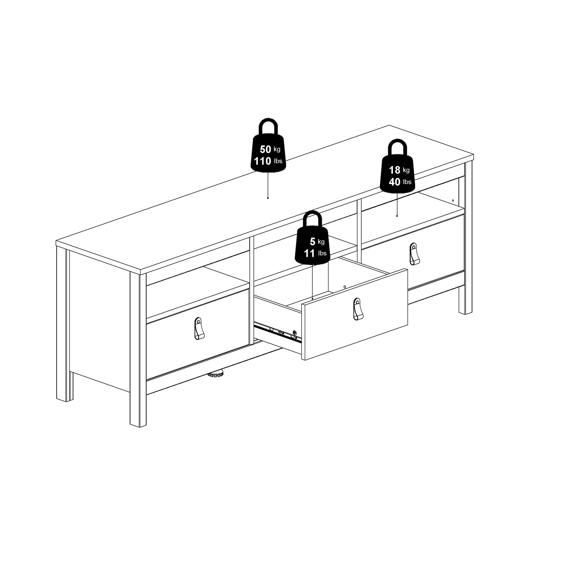 Cote | Furniture Barcelona TV Unit with 3 Drawer - White Barcelona, TV Stands 725796684949