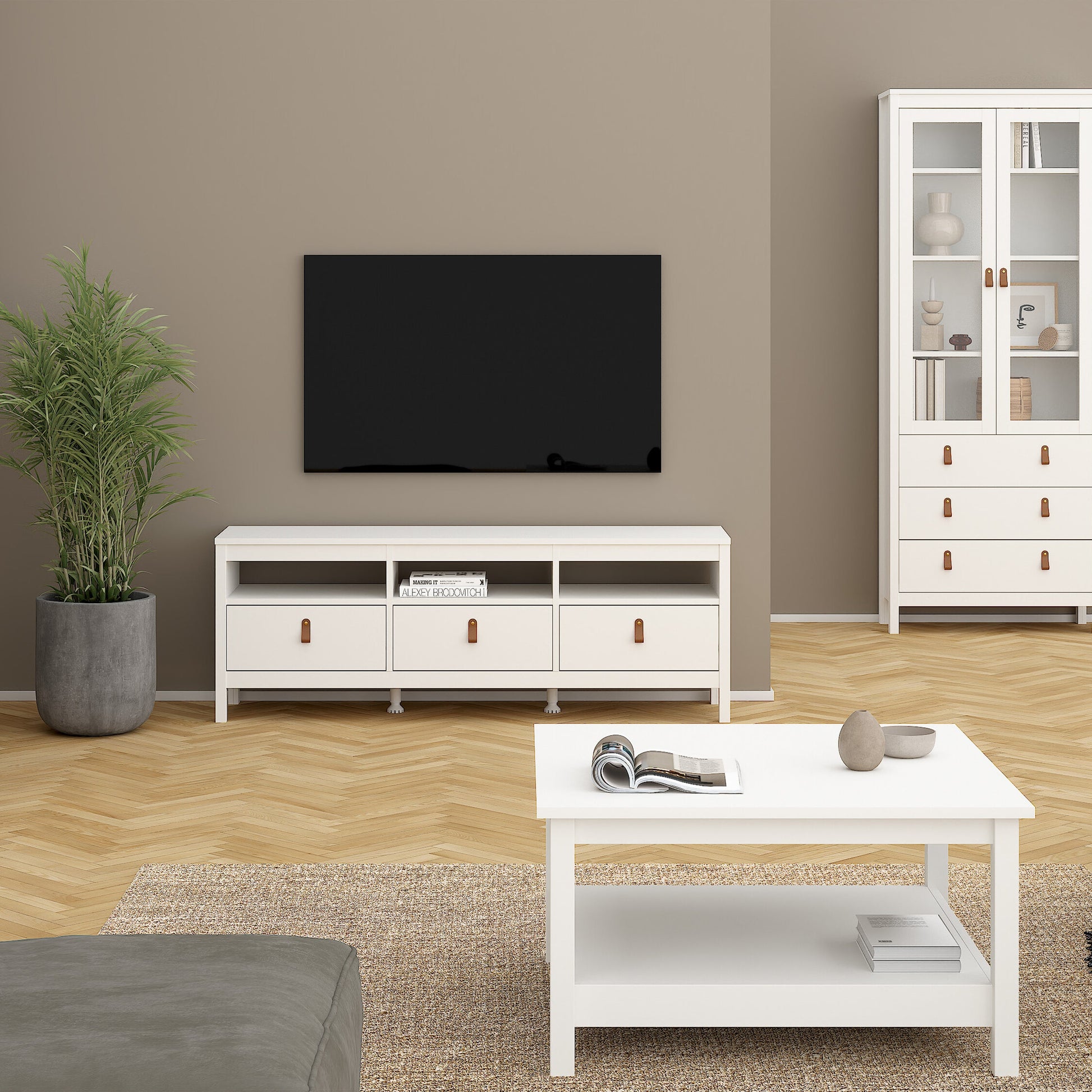 Cote | Furniture Barcelona TV Unit with 3 Drawer - White Barcelona, TV Stands 725796684949