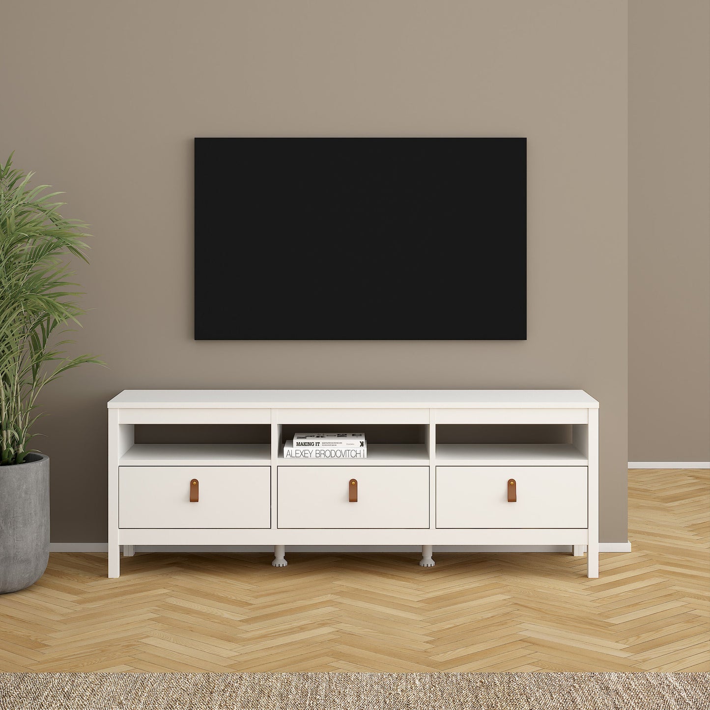 Cote | Furniture Barcelona TV Unit with 3 Drawer - White Barcelona, TV Stands 725796684949