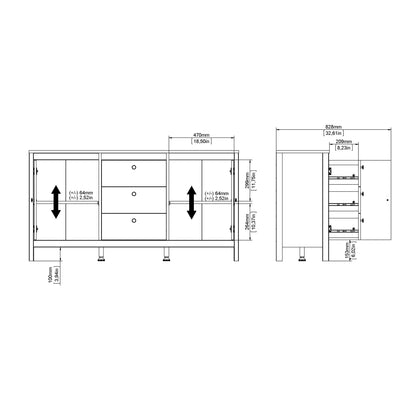 Cote | Furniture Barcelona Double Dresser, Chest of Drawers, 2 Door + 3 Drawer - White Barcelona, Sideboards 725796704949