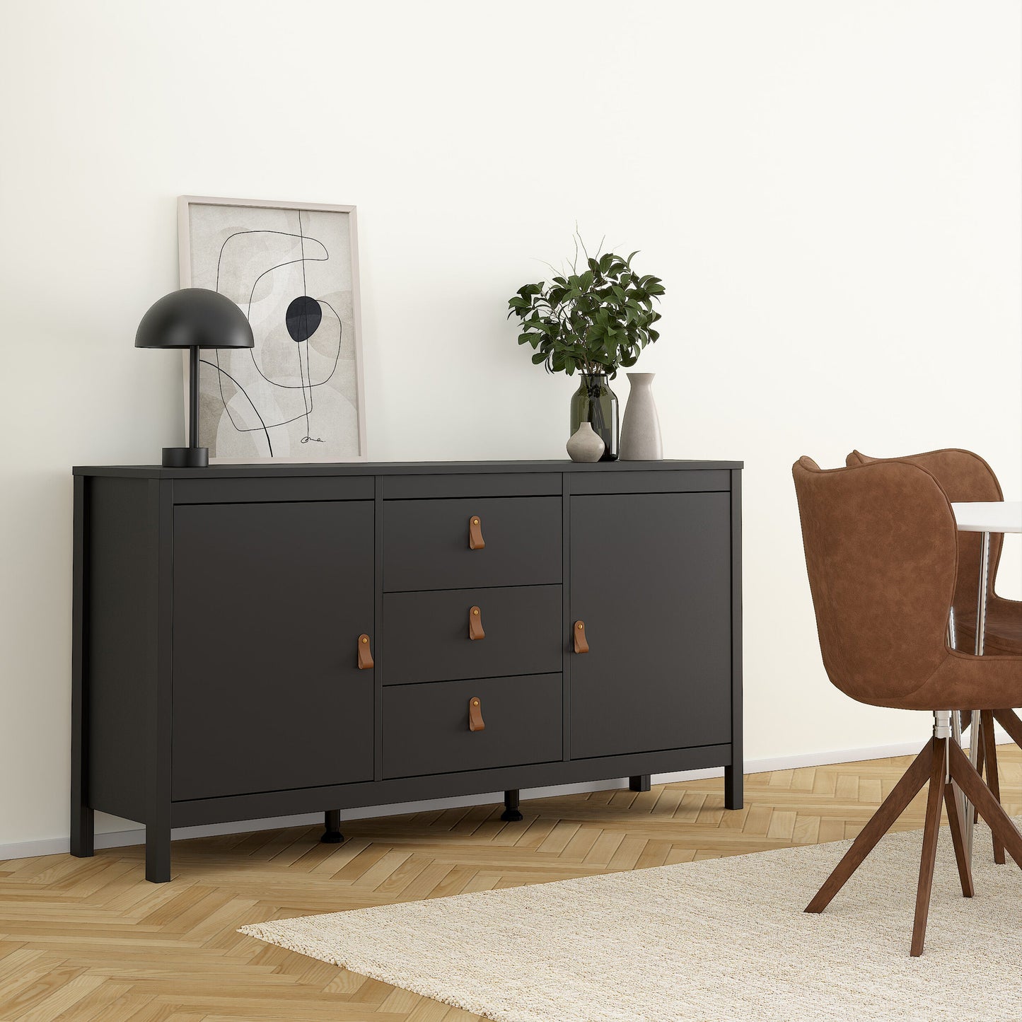 Cote | Furniture Barcelona Sideboard, 2 Door + 3 Drawer - Black Barcelona, Sideboards 72579670gmgm