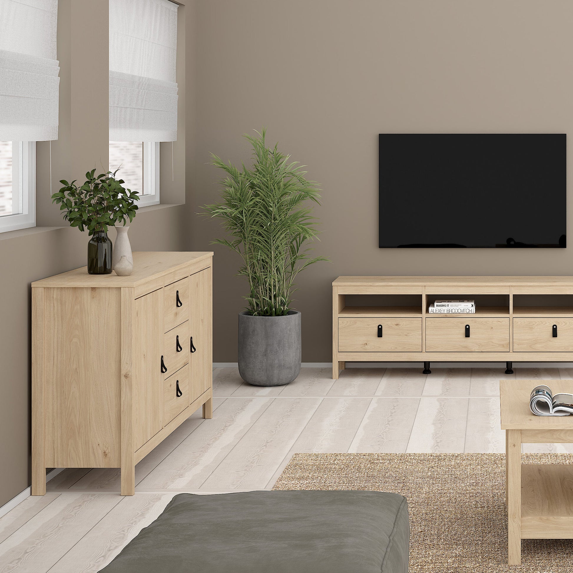 Cote | Furniture Barcelona Sideboard, 2 Door + 3 Drawer - Oak Barcelona, Sideboards 72579670hlhl