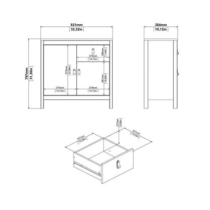 Cote | Furniture Barcelona Sideboard 2 Door, 1 Drawer - White Barcelona, Sideboards 725796714949