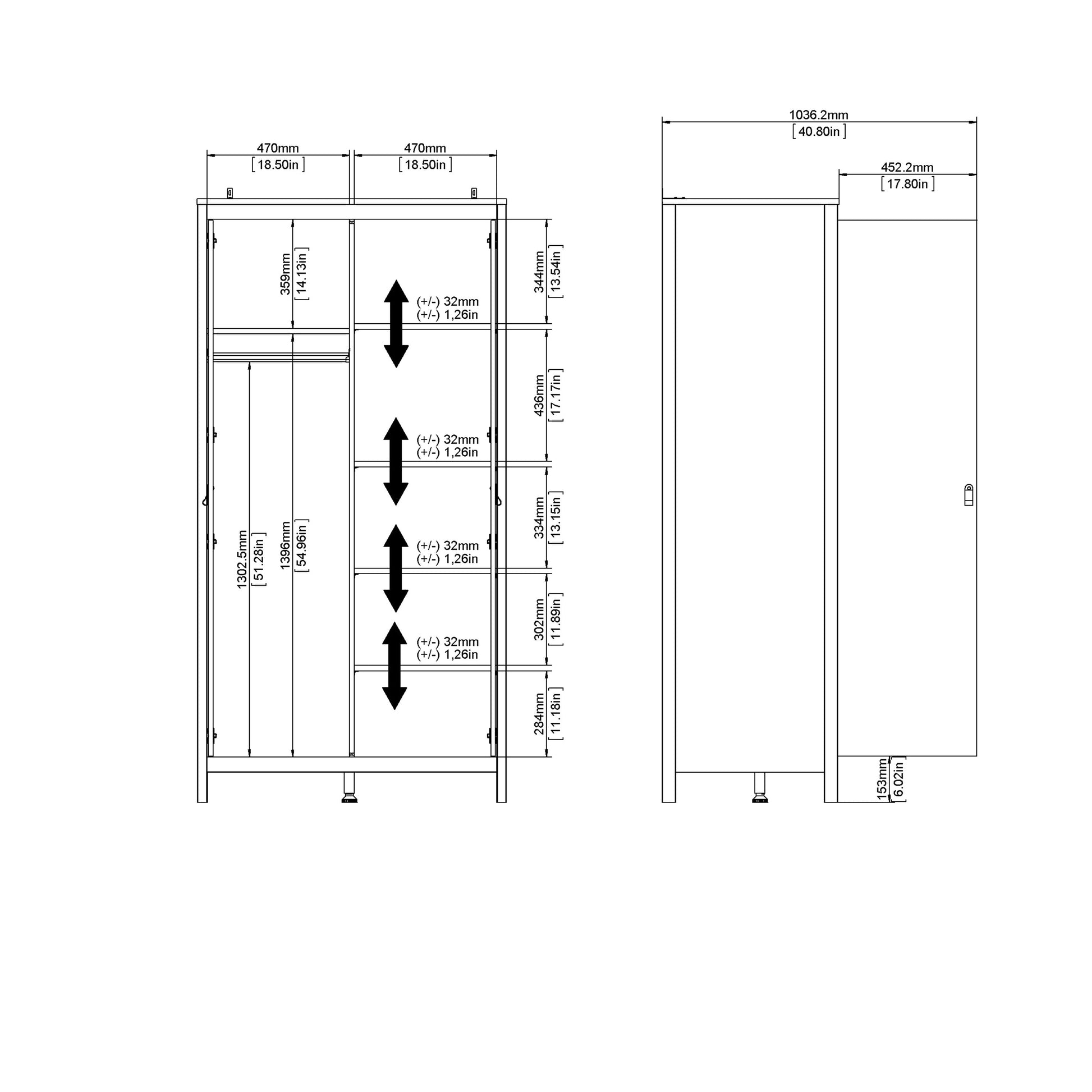 Cote | Furniture Barcelona Wardrobe with 2 Door - White Barcelona, Wardrobes 725796724949