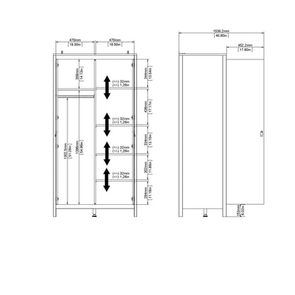 Cote | Furniture Barcelona Wardrobe with 2 Door - White Barcelona, Wardrobes 725796724949