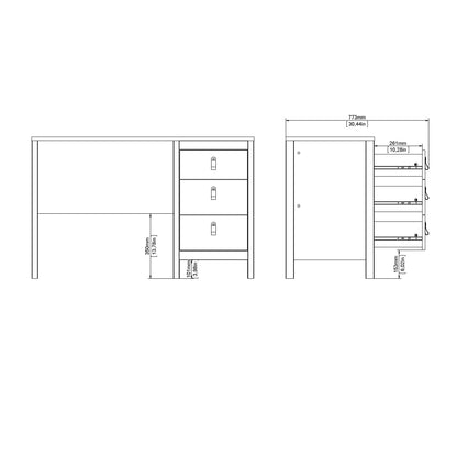 Cote | Furniture Barcelona Desk, 3 Drawer - White Barcelona, Dressing Tables & Desks 725796814949