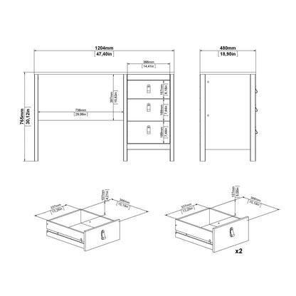 Cote | Furniture Barcelona Desk, 3 Drawer - Black Barcelona, Dressing Tables & Desks 72579681gmgm