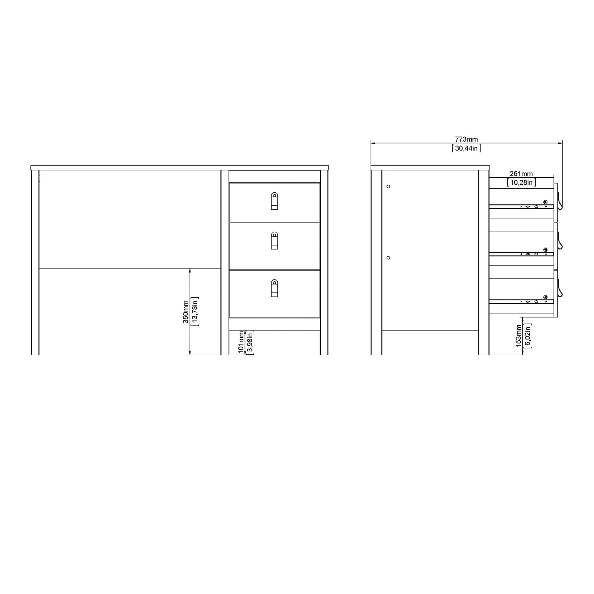 Cote | Furniture Barcelona Desk, 3 Drawer - Oak Barcelona, Dressing Tables & Desks 72579681hlhl