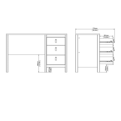 Cote | Furniture Barcelona Desk, 3 Drawer - Oak Barcelona, Dressing Tables & Desks 72579681hlhl