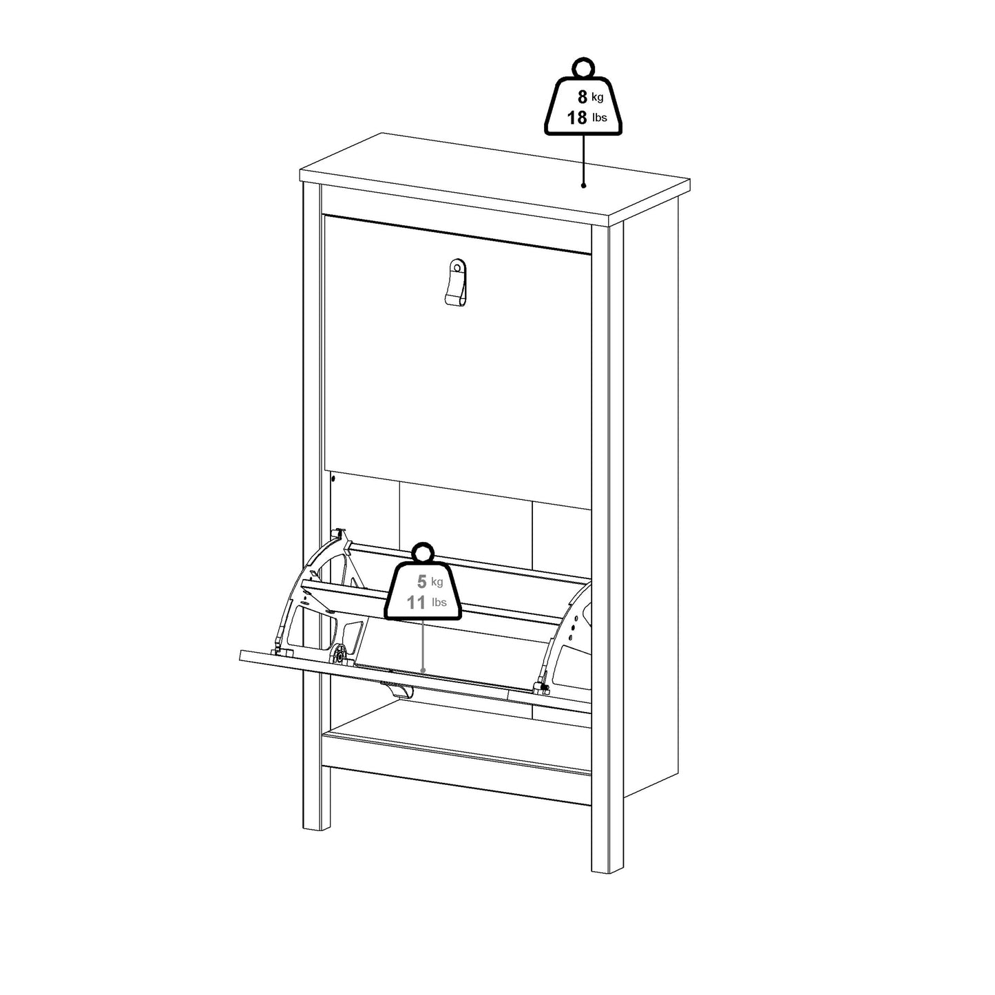 Cote | Furniture Barcelona Shoe Storage, 2 Flap Doors - White Barcelona, Shoe Storage 725796834949