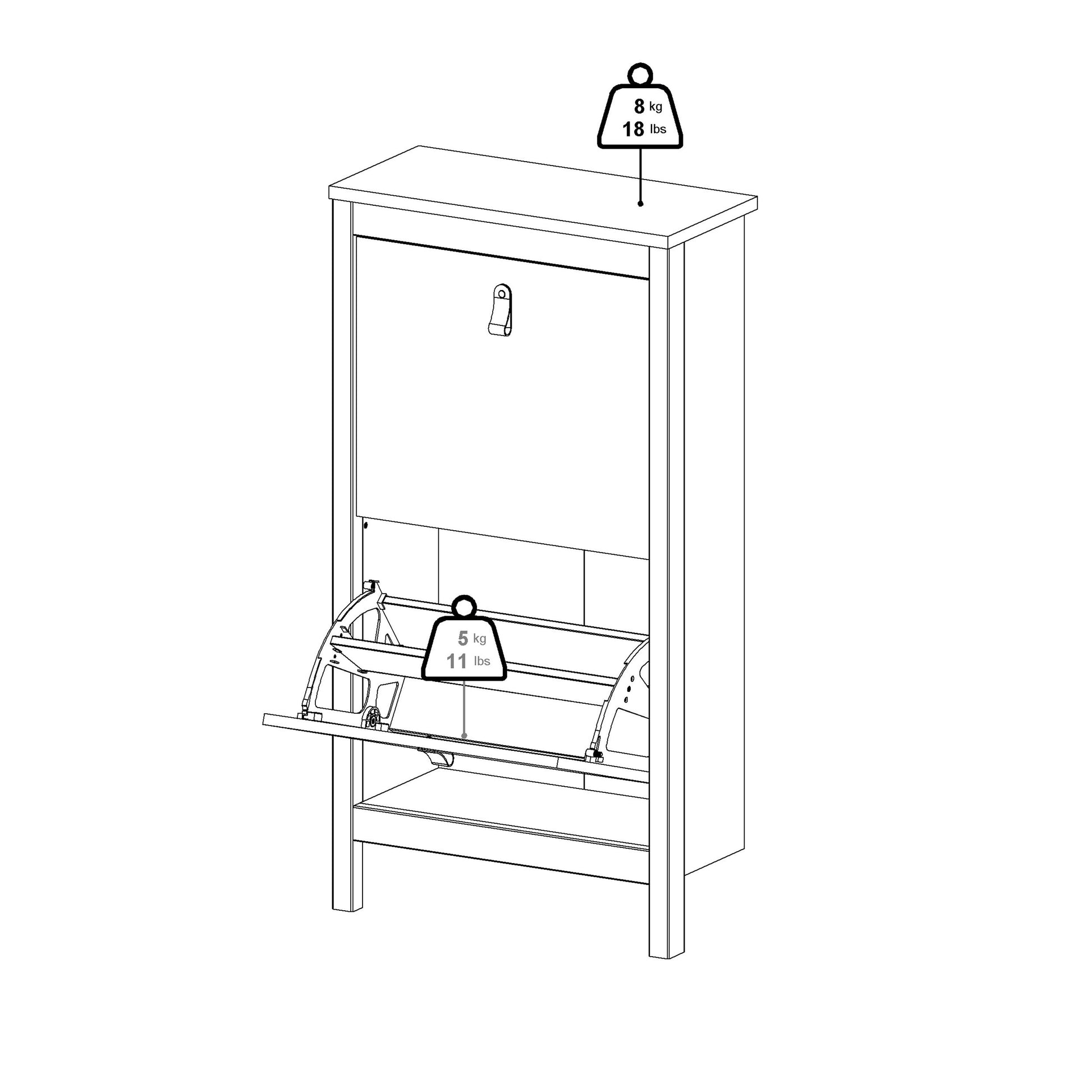 Cote | Furniture Barcelona Shoe Storage, 2 Flap Doors - White Barcelona, Shoe Storage 725796834949