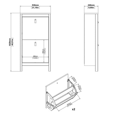 Cote | Furniture Barcelona Shoe Storage, 2 Flap Doors - White Barcelona, Shoe Storage 725796834949