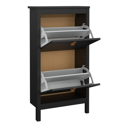 Cote | Furniture Barcelona Shoe Cabinet, 2 Flap Doors - Black Barcelona, Shoe Storage 72579683gmgm