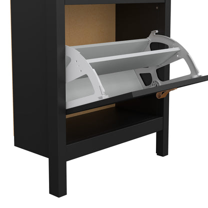 Cote | Furniture Barcelona Shoe Cabinet, 2 Flap Doors - Black Barcelona, Shoe Storage 72579683gmgm