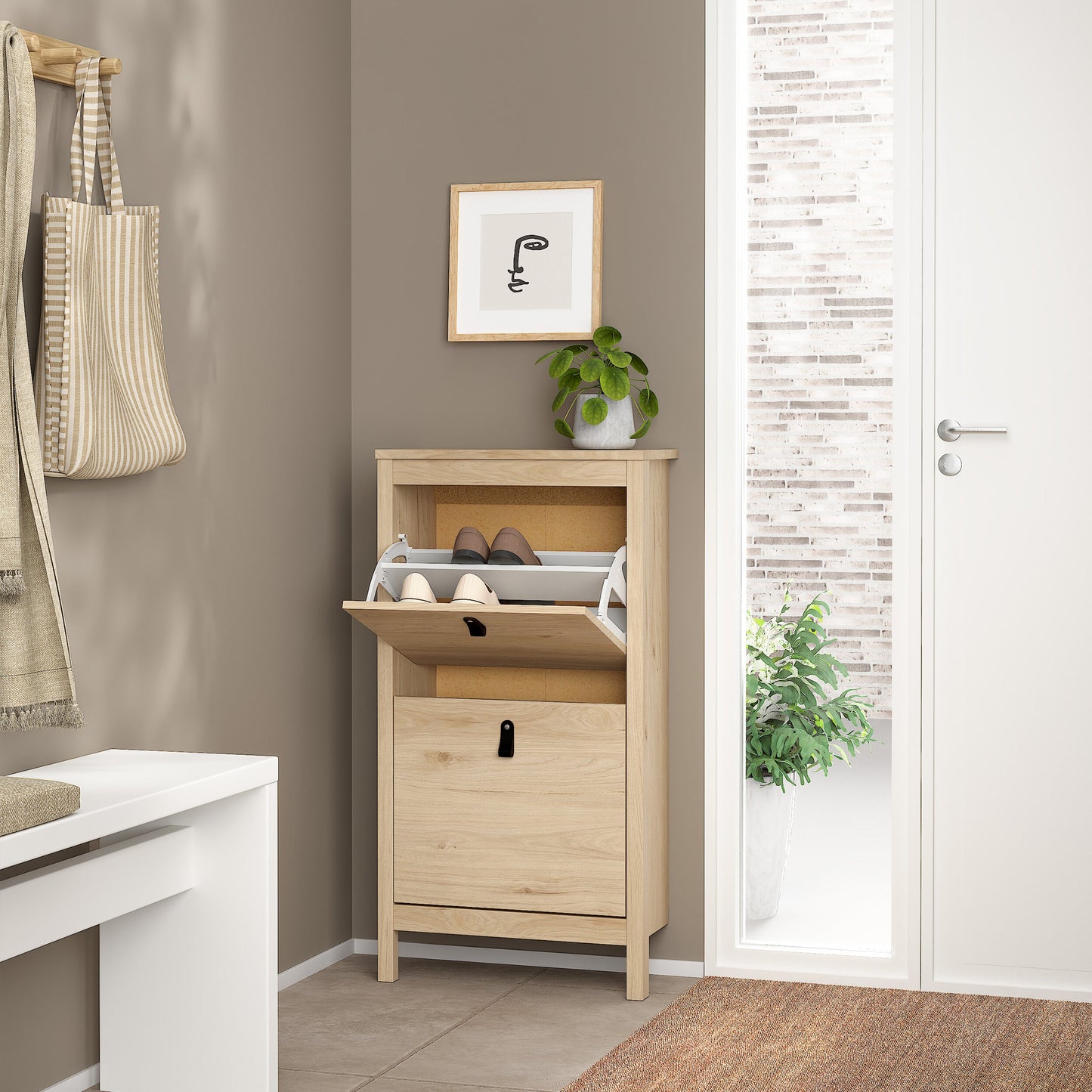 Cote | Furniture Barcelona Shoe Storage, 2 Flap Doors - Oak Barcelona, Shoe Storage 72579683hlhl