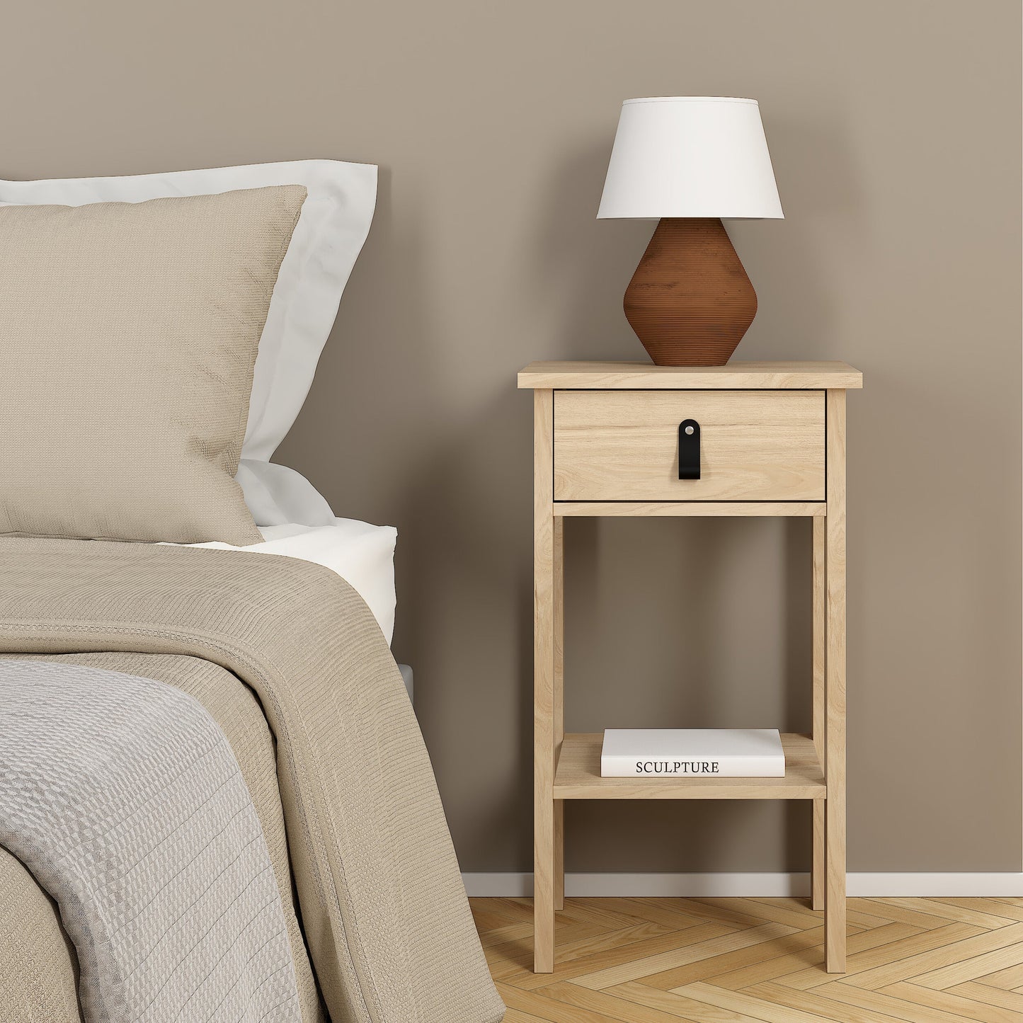 Cote | Furniture Barcelona Bedside Table, 1 Drawer - Oak Barcelona, Bedside Tables 72579684hlhl