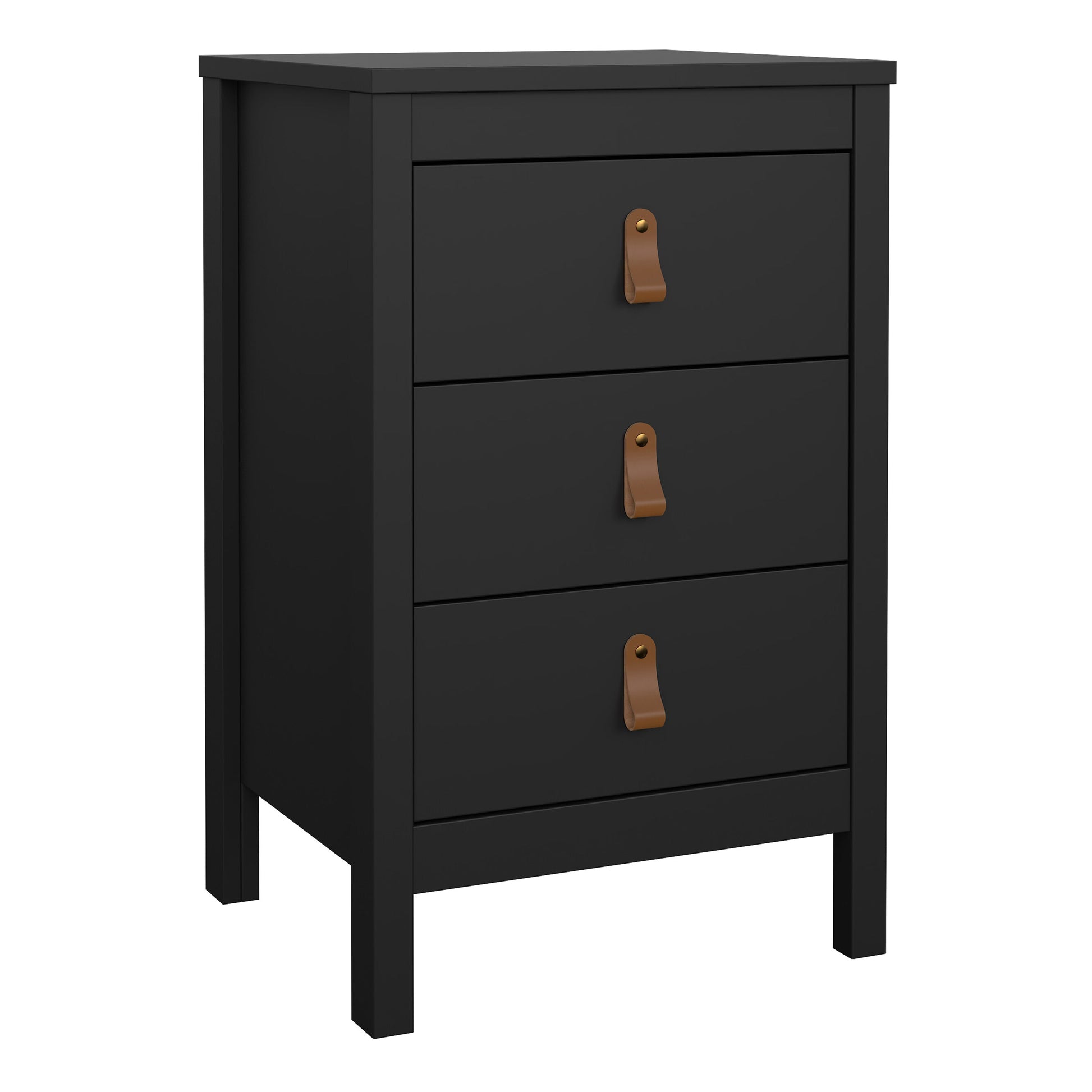 Cote | Furniture Barcelona Bedside Table, 3 Drawer - Black Barcelona, Bedside Tables 72579685gmgm