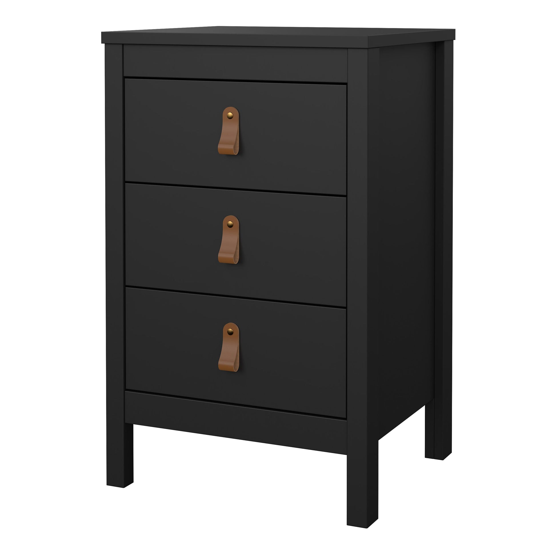 Cote | Furniture Barcelona Bedside Table, 3 Drawer - Black Barcelona, Bedside Tables 72579685gmgm