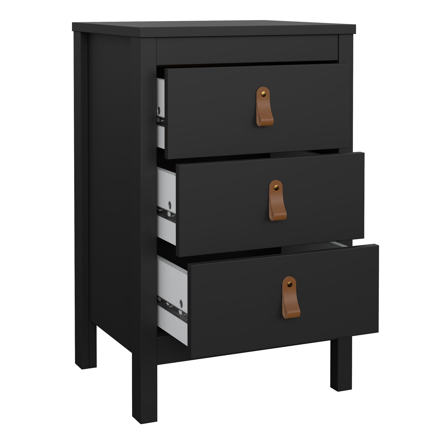 Cote | Furniture Barcelona Bedside Table, 3 Drawer - Black Barcelona, Bedside Tables 72579685gmgm