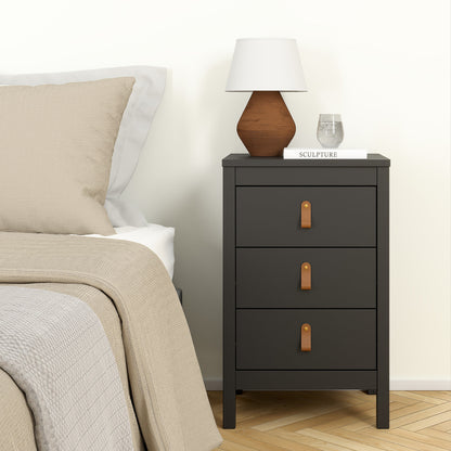 Cote | Furniture Barcelona Bedside Table, 3 Drawer - Black Barcelona, Bedside Tables 72579685gmgm