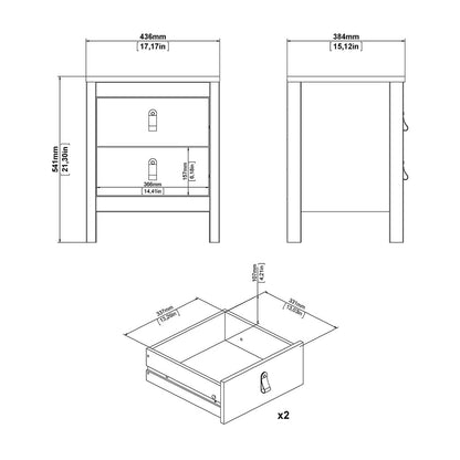 Cote | Furniture Barcelona 3 Piece Bedroom Set - Bedside Table, Chest and 2 Door Wardrobe - Black Barcelona, BUNDLE 725gmgmp1