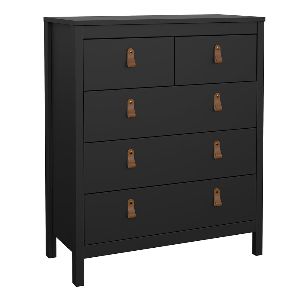 Cote | Furniture Barcelona 3 Piece Bedroom Set - Bedside Table, Chest and 2 Door Wardrobe - Black Barcelona, BUNDLE 725gmgmp1