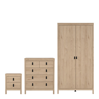 Cote | Furniture Barcelona 3 Piece Bedroom Set - Bedside Table, Chest and 2 Door Wardrobe - Oak Barcelona, BUNDLE 725hlhlp1