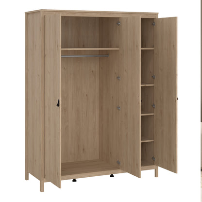 Cote | Furniture Barcelona 3 Piece Bedroom Set - Bedside Table, Chest and 3 Door Wardrobe - Oak Barcelona, BUNDLE 725hlhlp2